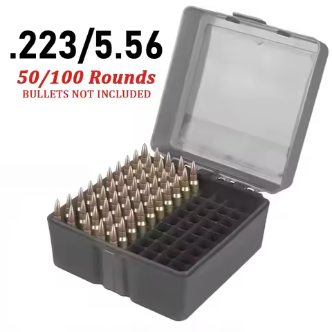 100 Rounds .223/5.56 Rifle Ammo Box Bullet Shell Holder Box Rifle Cartridge Storage Case Ammo Can Ta