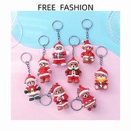 New Christmas Keychain Christmas Bear Christmas Tree Snowman Doll Bag Pendant PVC Soft Rubber Christmas Gift Small Gift FREE Ornaments