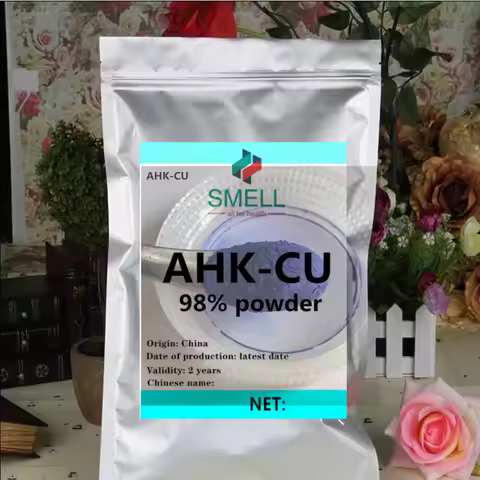 Bulk AHK-CU Blue Copper Peptides Powder 99%,Custom Aluminum Foil Bags Double Plastic Inner Packs,Cos