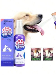 1 件裝寵物牙齒清潔噴霧,狗和貓的清新口氣和清潔牙齒,寵物口腔護理噴霧