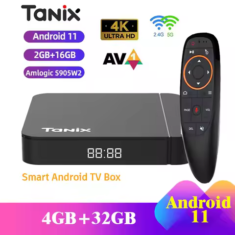 Tanix W2 Android 11 Amlogic S905W2 Smart TV BOX 4G 64G 2.4G & 5G Dual Wifi BT 4K Mali-G31 MP2 Media 