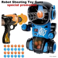 Robot Shooting Toy Guns Target Shooting Games with Air Pump Gun 24 Pcs Soft Foam Ball