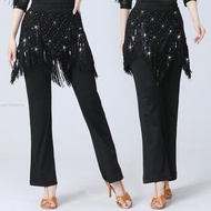 [Hot Sale Sequined Tassel] Latin Dance Pants Women Square Dance Pants National Standard Dance Pants 