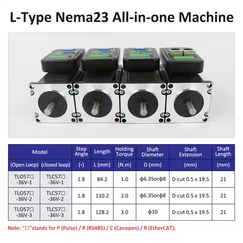 Lichuan Integrated stepper motor Nema23 1Nm 2.3Nm 3Nm DC24-50V 4A Ethercat/Pulse/Modbus RS485/CANope