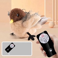 HAPPY TIME-Remote Control Interactive Cat Toys Lying Bird Flapping Wings Sparrow Catnip Toy Vivid Ch