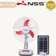 NSS Solar Fan 14 Inch Rechargeable Fan Solar Electric Fan with LED light and Solar Panel Desk Fan