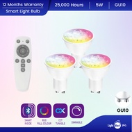 3PCS Aurora Plug N Play Smart LED 5W GU10 Bulb RGB & CCT Tuneable & Dimmable (2700K-5000K) Remote Bl