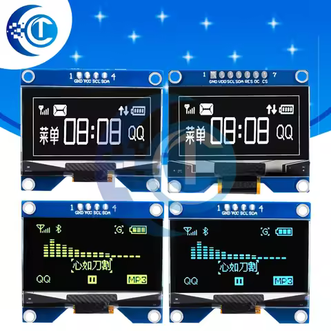 1.54 inch 4PIN 7PIN White Blue Yellow OLED Screen Module CH1116 / SSD1309 Drive IC Compatible for SS