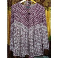 UNGU Preloved Purple kencana batik Top/Preloved blouse motif