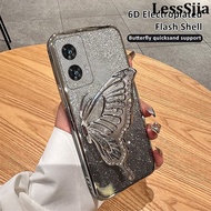 Phone cover Motorola Moto G96 Back case Diamonds butterfly holder shiny hourglass of quicksand trans