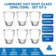 Luminarc Hot Shot 30ml/50ml Shot Glass Set of 6 Elegant Durable Clear Glassware Dishwasher Safe Perf