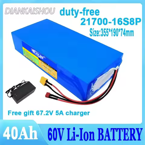 New 60V 40Ah lithium battery pack 21700 16S8P 0-3000W high-power electric vehicle scooter motorcycle