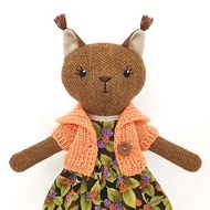 Red squirrel girl, plush stuffed toy, wool animal doll