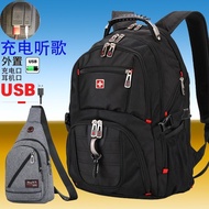 AT/ Swiss Army Knife Men's Backpack Women's Backpack Large Capacity Travel Laptop Bag Junior High School High School and