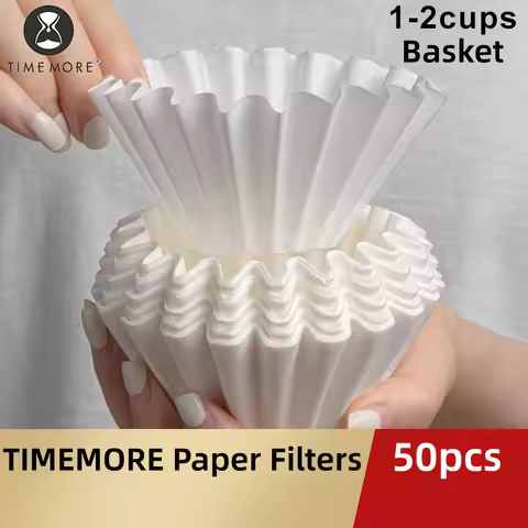 TIMEMORE 1-2Cups Basket Coffee Paper Filter Pour Over Filter Papers 50 Sheets, Fits B75 Coffee Dripp