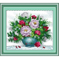 DIY Cross Stitch Set Package for Beginner Needlework Preprint Amaranthine Roses Pattern DMC Threads 