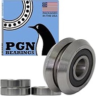 (4 Pack) PGN - RM2-2RS 3/8" Rubber Sealed V Groove Roller Ball Bearing