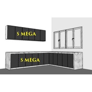 SMEGA DIY Material Aluminium Kitchen Cabinet Door Frame 85000 & 85001(Handle) Dapur Kabinet Pintu