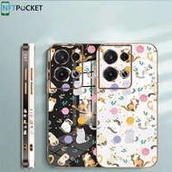 Casing For OPPO Reno 5 6 7 8 Pro Plus 6Z 7Z  Cute cat Couple Soft Straight Electroplating Soft Case
