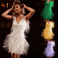 YXL Womens Sequin Flapper Dress Plus Size Mini Cocktail Dress Sparkly Evening Party Dress Sleeveless V Neck Wedding Guest Dresses