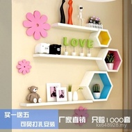 Partition Hiasan Ruang Tamu Gantung Dinding Tanpa Gerudi Rak Penyimpanan Dinding TV Rak Penyimpanan 