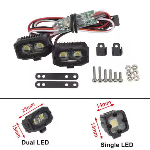 RC Car Bright LED Lights Headlight Spotlight For 1/10 RC Crawler Axial SCX10 90046 TRX4 TRX6 SCX10 I