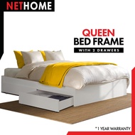 NETHOME : SNOW SERIES  เตียง เตียงควีนไซส์ เตียง 5ฟุต เตียงไม้ เตียงพร้อมหัวเตียง (QUEEN SIZE WOODEN BED FRAME WITH HEADBOARD 5FT.)