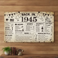 Retro 1945 Banner for 80th Birthday Party Decorations and Vintage Photography Backdrop