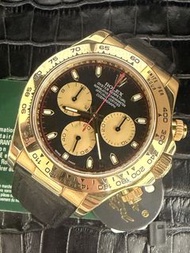 🌈🌈新返貨啦🌈🌈 ROLEX Daytona 116518 40mm 💛18K金頭 🧡配黃金測速刻度外圈 🖤原裝黑面金小秒盤Paul Newman 🖤復古風格面 ⚙️自動計時機芯 🔒配原裝皮帶連原裝 