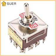 SUER Rocker Switch, 12 Pin 12mm 3 Position Toggle Switch, Sturdy Design Self-locking Type 4PDT Mini 