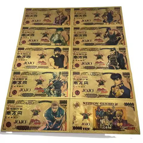 Anime JoJo's Bizarre Adventure Gold Foil Banknote Collection Card Joseph/Jotaro Character Fan Exclus