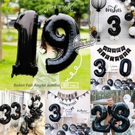 Jumbo Number Balloon BLACK 80 Cm / Large Number Foil Balloon / number balloon