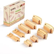 WINB Wooden Train Track 24 Piece Set-Track Expansion 100% Compatible with All Major Brands Including Thomas Wooden Railway-Toddler Railway Toy Train Set Boys Train Set for Girls &amp; Boys 3+