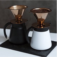 【Kaldin】Hand Drip Coffee Maker Set (Paperless Titanium  Coffee Dripper + Coffee Thermos 650ml)