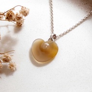 玉墜 簡潔古典 如意心 黃玉髓/雙面皆可配戴/