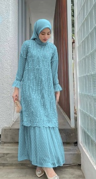 Tiara Maxy Dress Brukat Tile Dotty Terbaru M L XL Ready stock 5 warna/Gamis Kondangan Kekinian Termu