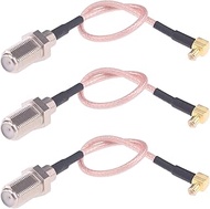 3pcs RF coaxial Coax MCX Male Right Angle to F Type Female Cable RG316 15cm 6in(F163-3)
