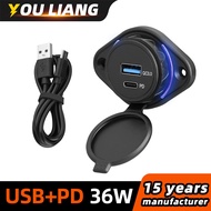 36W Mobile Phone USB Quick Charger Type-C 12V-24V Car Charger Adapter Waterproof Modified Car Bus Bu
