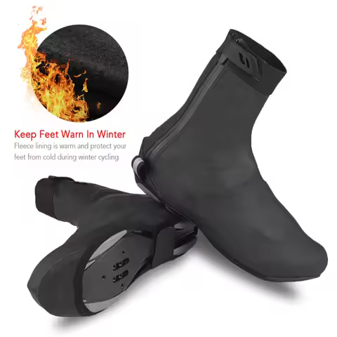Waterproof PU Cycle Shoes Covers with Reflective Design Men Women Reusable Thermal Bike Shoes Covers