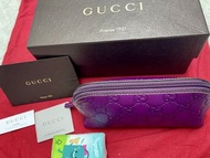 GUCCI 紫色壓花銀包連盒