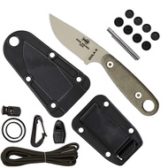 Izula-II Fixed Blade Knife, Survival Kit, Ambidextrous Sheath, Belt Clip, Made In USA (Desert Tan Bl