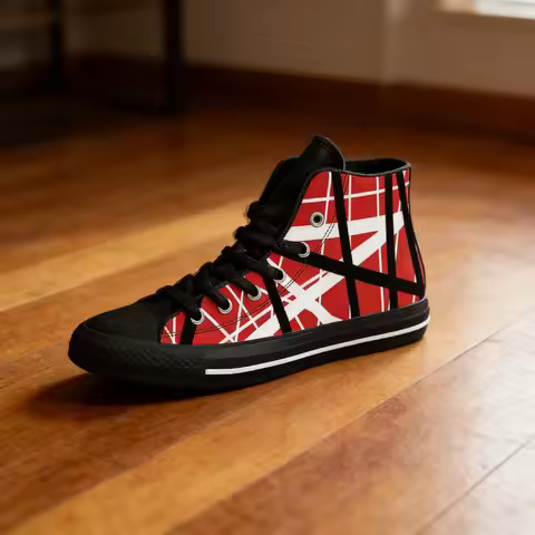 EVH 5150 Stripes Guitar Sneakers | 3D Print Breathable High-Tops for Men & Women | Metal Rock Band C