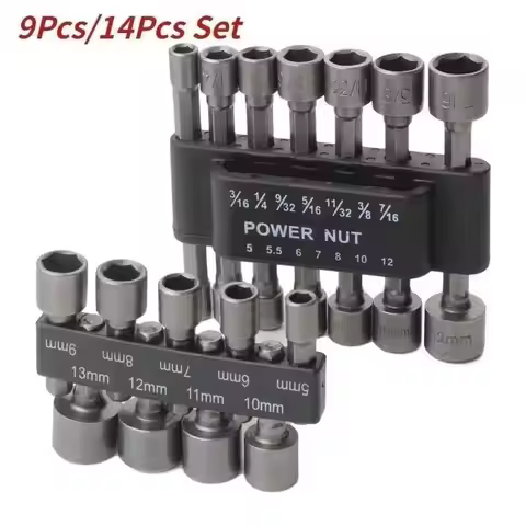 1 Set 5mm-13mm Hex Socket S Sleeve Power Nut Driver Drill Bit Set 1/4" Screw Metric Driver Tool Set 