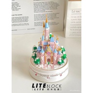 【Legoss】Building Blocks Lego Snowing Castle Building Blocks Music Box~Fancy Pink Disney Assembled Toy Girl Heart Birthda