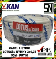 KABEL LISTRIK SERABUT LOTUSKU NYMHY 3X075 3X0.75 50 METER (50M) - BELIEVESTORE