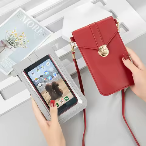 New PU Leather Touchable Screen Phone Bag Multi Functional High Quality Shoulder Card Holders Crossb