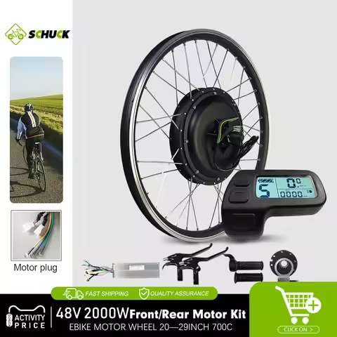 Electric Bicycle Conversion Kit 48V 2000W Brushless Front Rear Hub Wheel Motor Kit For Ebike Convers