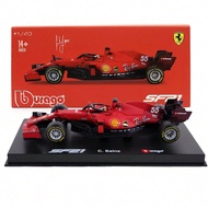1:43 Scale Scuderia SF21 55 Carlos Sainz Diecast Model Racing Car With Acrylic Display Case And Helm