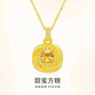 Wholesale Cube Sugar Pendant Color Gold 18k Clavicle Small Cube Sugar Female Pendant Necklace au750 