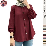 🇲🇾 READY STOCK Women Muslim Long Sleeve Blouse Fashion Loose Casual Solid Color O-Neck Abaya Kaftan 